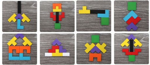 Drevené bloky TETRIS Farebné skladacie konštrukcie Úlohy Vzory 40 ks.