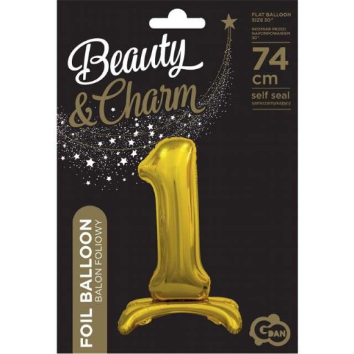 fóliový balón STOJACI číslo 1 ZLATÝ 74 cm