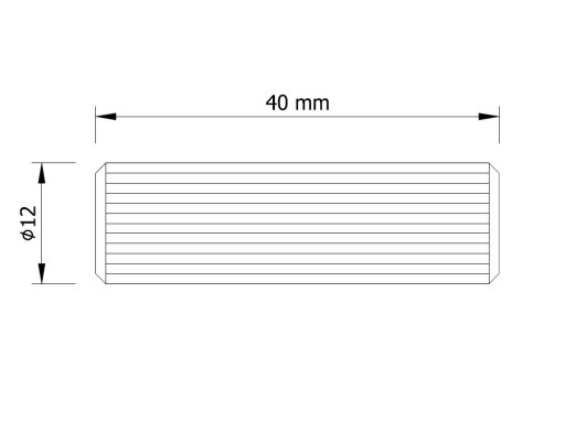100 x drážkovaná buková nábytková hmoždinka, priemer 12 x 40 mm