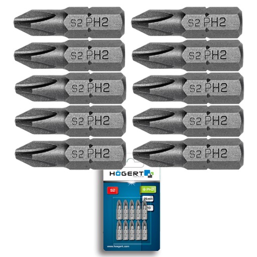 MAGNETICKÉ SKRUTKOVAČE BITOV 10 KS PH2 PHILIPS TIP 25MM