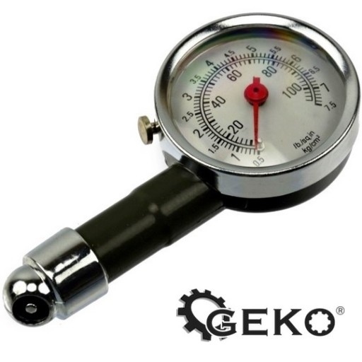 Merač tlaku v pneumatikách auta, 7,5 BAR, kovový GEKO manometer
