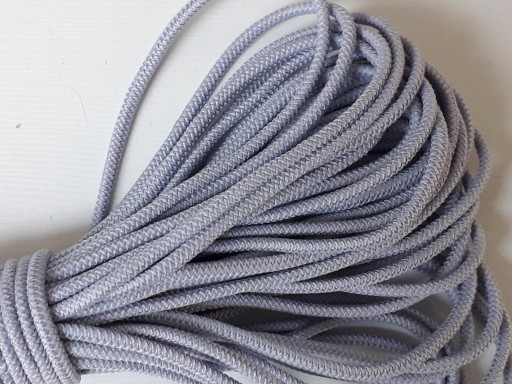 Okrúhla zapletaná guma, 3 mm, mäkká elastická, zapletená gumová šnúrka, 5 m, šedá