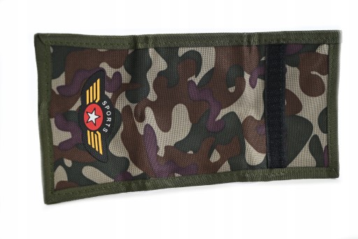 DETSKÁ PEŇAŽENKA S MATERIÁLOM NA VELCRO CAMO VRECKO NA MINCE A BANKOVKY