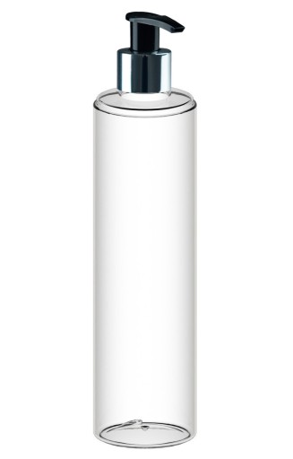 FĽAŠA S KOZMETICKOU PUMPAČKOU 250ml, ČIERNA/STRIEBORNÁ