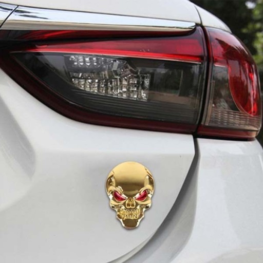 Nálepka SKULL 3D EBLEM na motocykel Auto GOLD