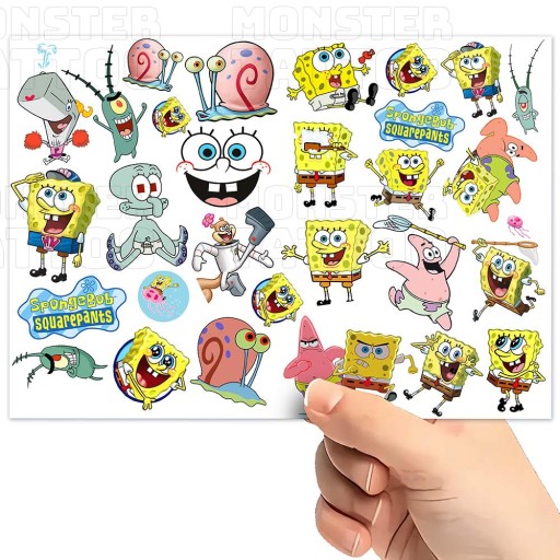 UMÝVAJÚCE DOČASNÉ TETOVANIE PRE DETSKÉ DETSKÉ SPONGEBOB ORIGINÁLNE VZORY