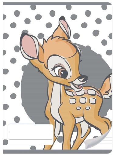 A5 linajkový zošit, 32 strán, tematické Bambi, Disney vzory, školské