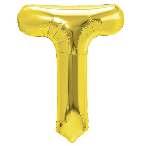 Zlatý fóliový balón v tvare T, 40 cm