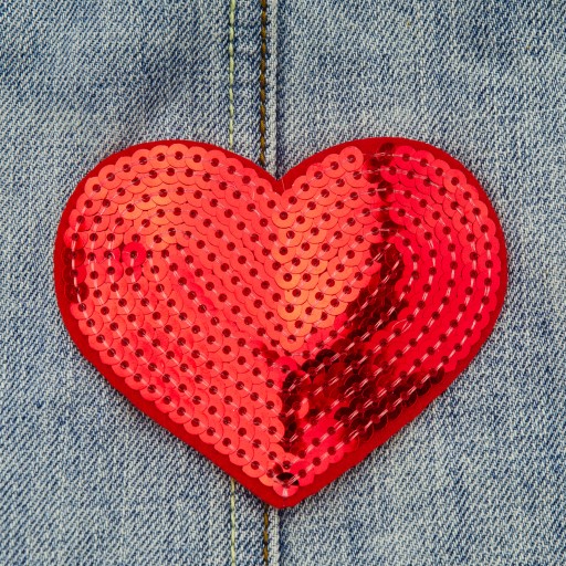 Flitrová nášivka Heart Red Flitrové srdce