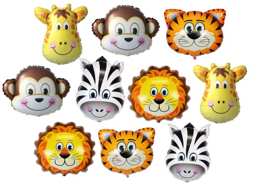 10 kusov FÓLIOVÉ BALÓNKY safari ZVIERATKÁ ZOO DŽUNGLA zvieratká z džungle