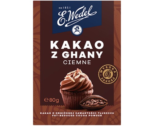 Tmavé kakao z Ghany so zníženým obsahom tuku E.Wedel 80 g