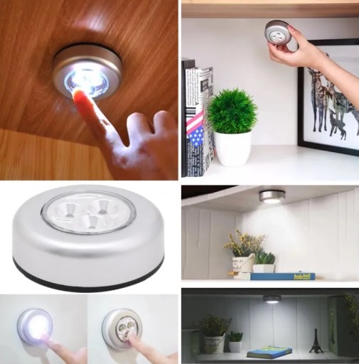 DOTYKOVÁ LAMPA 3 SAMOLEPIACIE DIÓDY, NA BATÉRIU 3 LED POD SKRINÍK