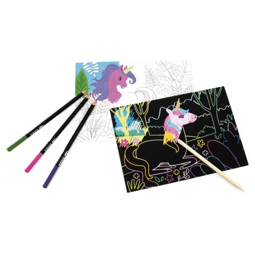 Scratch-Off Scratch-Off Coloring Page JEDNOROŽCI 6 listov + pero Kidea