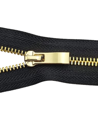 Kovový posuvný zámok na zips #5, leštené zlato, 75 cm