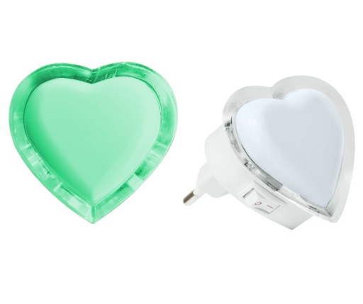 NOČNÁ LAMPA PRE KONTAKTNÉ SRDCE LED 0,3W ZELENÁ IDEUS
