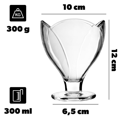 ZMRZLINOVÉ DEZERTNÉ POHÁRKY NA ZMRZLINOVÝ SKLENENÝ POHÁR 300 ml DEZERT NA NOHY