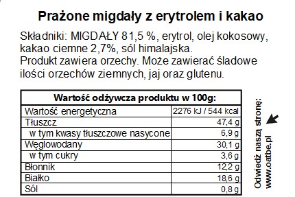 OATBE KETO Pražené mandle s erytritolom a kakaom | Bez pridaného cukru |
