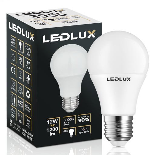 E27 LED žiarovka 12W = 110W SMD 6000K studená Premium LEDLUX nebliká
