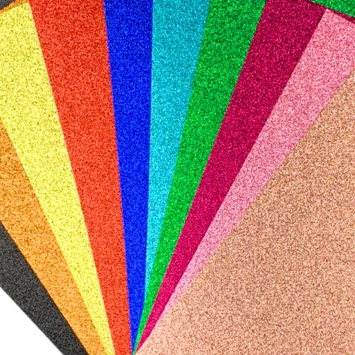 FAREBNÝ DEKORATÍVNY GLITTROVÝ PAPIER na vystrihovanie, výtvarné aktivity, 10 LISTOV