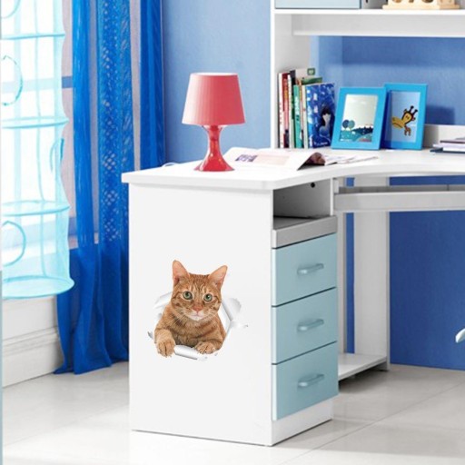 3D nálepka na stenu na nábytok Cat Hole pre deti