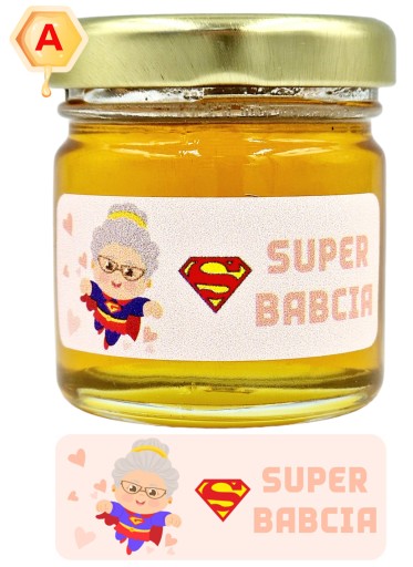 MEDOVÝ mini med DEN MATIEK v tégliku 40g s nálepkou SUPER BABKA