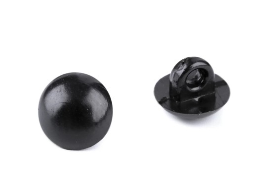 Gombíky na oči pre maskotov, našité, 7mm, čierne, 50. roky