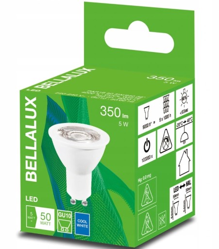 BELLALUX HALOGEN GU10 LED žiarovka 5W 50W 4000K