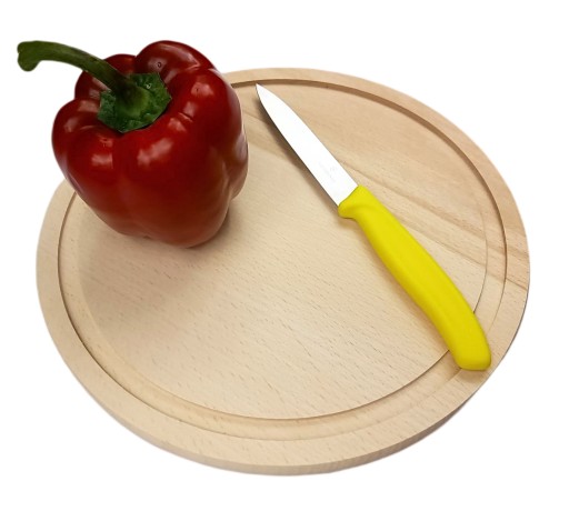 KRAJNÁ DOSKA OKRUHÁ S DRÁŽKOU 25 CM DREVO
