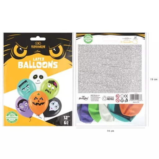 HALLOWEENSKÉ BALÓNY MONSTERS KOSTRA UPÍRA 30cm 6ks