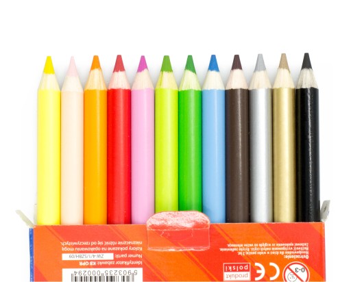 BAMBINO školské pastelky hrubé, 12 farieb, zlaté