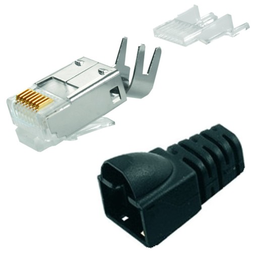 Telegartner RJ45 zástrčka 6A FS STP odľahčenie ťahu čierna