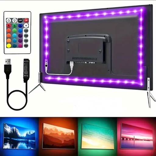 RGB LED PÚH USB S DIAĽKOVÝM 5V FAREBNÝM LED TV PODSVETĽENÍM TV 2M + DIAĽKOVÉ