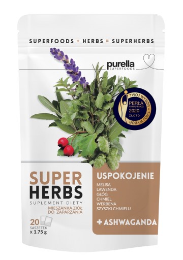 Bylinná zmes Upokojujúca ashwagandha Purella Superfoods Superherbs 20 ks