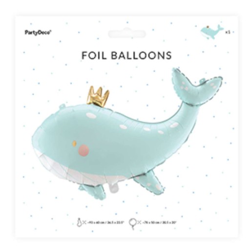Fóliový balónik WHALE s korunkou, MODRÁ modrá