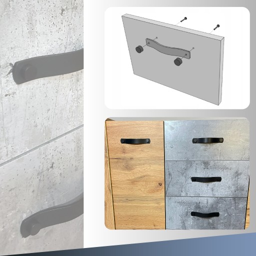 Kožená ÚCHYTKA na nábytkové skrinky Úchytka Úchytka KNOB - Čierny odtieň 160 mm