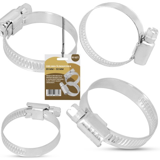 10x Šneková svorka CLAMP CLAMP 20-32 mm Kovová TWISTED CLAMP