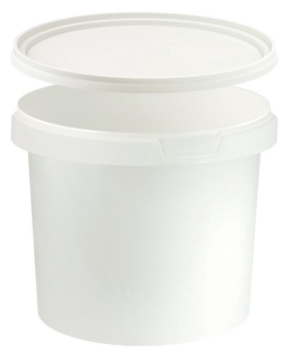 Biela PP plastová nádoba s vrchnákom, 0,365 ltr