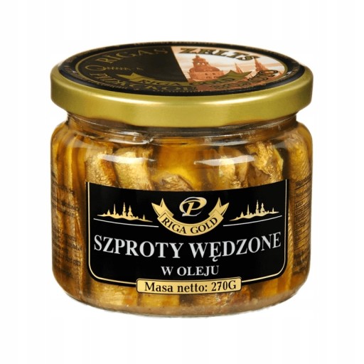 Údené šproty v olejovej nádobe - Riga Gold 270g