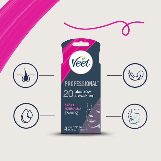 VEET Voskové pásiky na tvár 20 pásikov