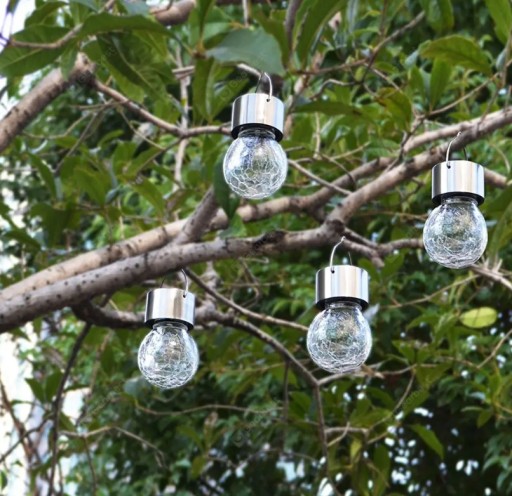 LED solárne guľové závesné sklenené záhradné svietidlo