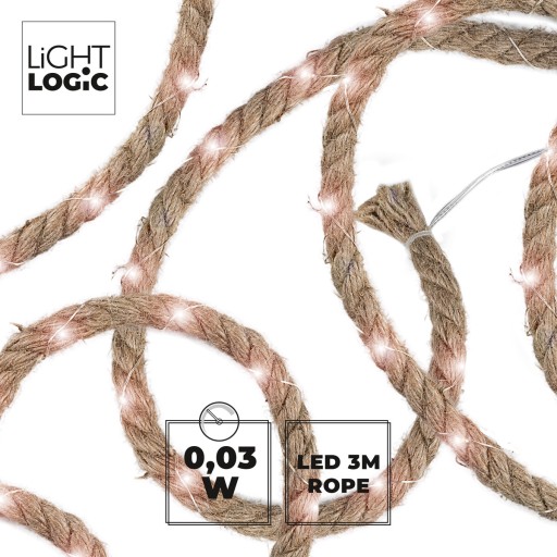 LANOVÁ LED solárna girlanda, jutové lano 3m IP44 WW