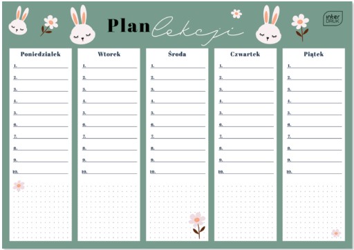 Školský plán vyučovacej hodiny A4 Bunny/Fox Girl Interprint