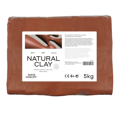 Hlina na sochárstvo Natural Clay - PaperConcept - Červená, 5 kg