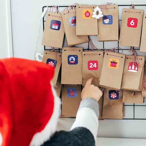 Vianočné nálepky, adventný kalendár, list A4