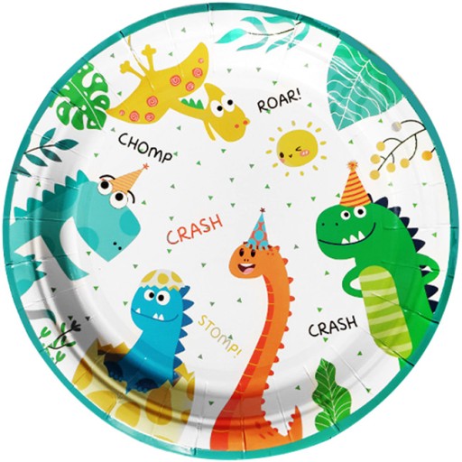 Farebné narodeninové DINOSAURS papierové taniere DINO PARTY narodeniny 6 ks