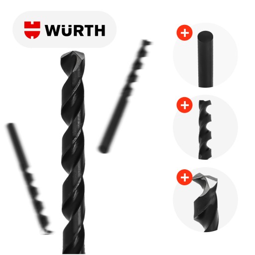 Vrták do kovu 4,5 mm špirálový HSS ZEBRA DIN338 130° do ocele WURTH 4,5 mm