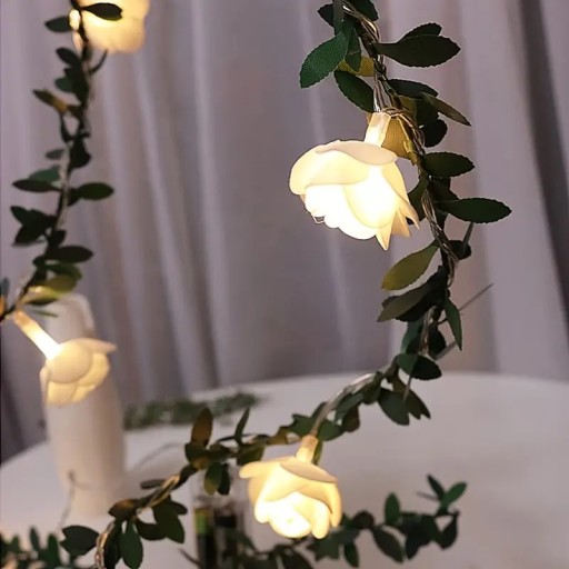 BOXWOOD LED girlanda a buxusové ruže COMMUNION, Svadobné 20 LED