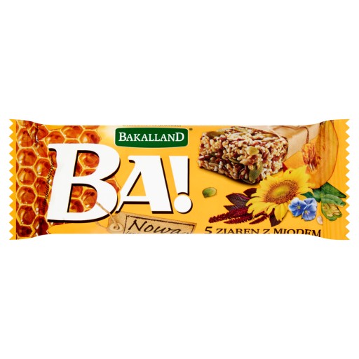 BAKALLAND BA! Cereálna tyčinka 5 zrnková s medom 40g