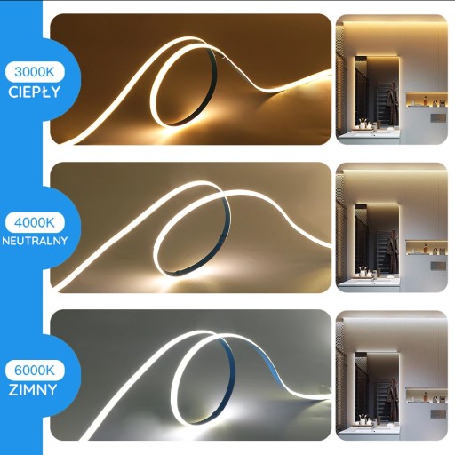 COB LED pás 1m Heat 12V 6W/m TENKÝ 4mm 480D/m LED linka