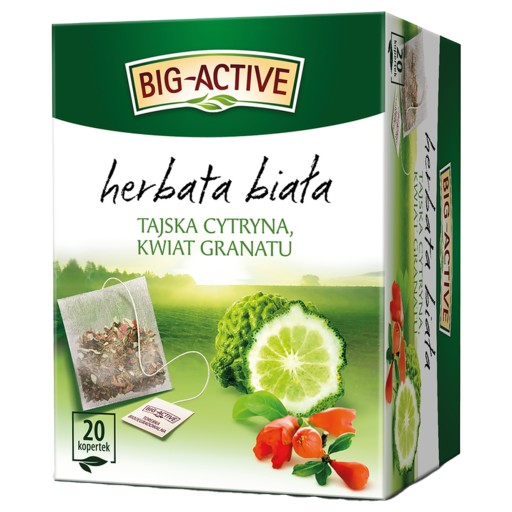 THAJSKÝ CITRÓNOVÝ čaj BIELY BIG AKTÍVNY kvet granátového jablka 20 VRECKOV